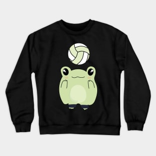 Kawaii Frog Loves Volleyball Crewneck Sweatshirt